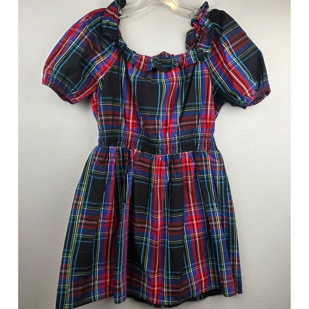 Crewcuts J.Crew Girls Plaid Smocked Waist Dress Multicolor Cotton Size 10